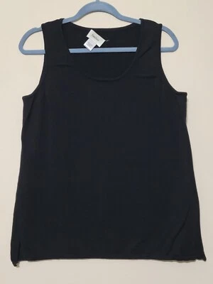 Neiman Marcus Womens Tank Top Sweater Size L Black Sleeveless Cotton Blend - Image 1 of 4