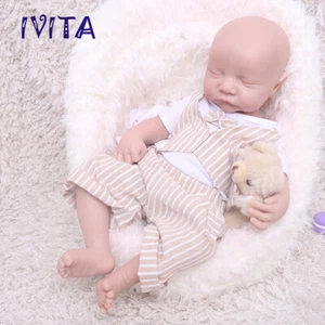 IVITA 17in Eyes Closed Full Silicone Newborn Baby Boy Silicone Doll Infant - Picture 1 of 7