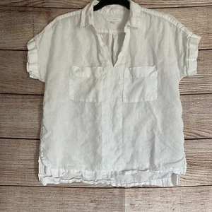 Trenery 100% Linen Shirt ~ Size L Women's ~ Short Sleeve, Collar - Picture 1 of 10