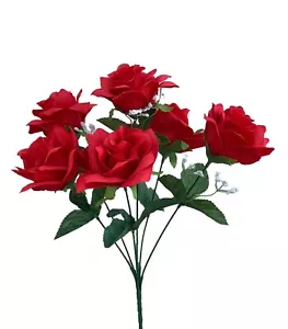Artificial Micro Peach Open Red Roses ( One Dozen) - Picture 1 of 4