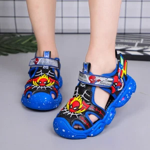 Kids Boys Spiderman LED Shoes Flashing Light Up Luminous Summer Beach Sandals - Picture 1 of 17