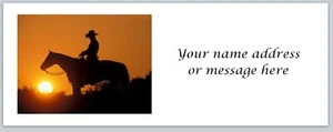 Personalized Address Labels Western Cowboy Sunset (BX 4a) - Picture 1 of 3
