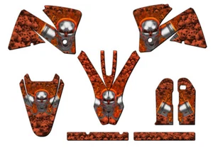 2001-2002 EXC FLAMING GEARHEAD Orange Senge Graphics Kit Compatible with KTM - Foto 1 di 4