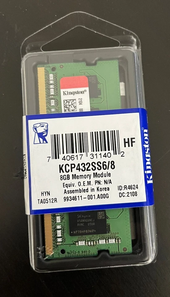 NEW KCP432SS6-8 8GB DDR4 3200MHz Single Rank SODIMM Memory - SEALED - Image 1 of 1