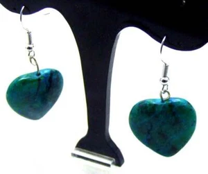 20mm Heart Green Chrysocolla colgante pendiente para mujer plata 925 n5571 - Imagen 1 de 4