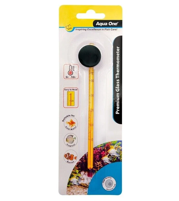 Aqua One Premium Glass Thermometer 15cm With Suction Cup  Aquarium Tank 10309  - image 1 of 1
