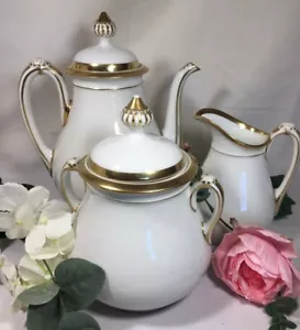 Antique Haviland H & Co France Old Paris Porcelain-style 3 PIECE TEA SET - Picture 1 of 11