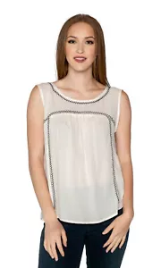 Velvet by Graham & Spencer Asera Embroidered Crepe Sleeveless Top - Picture 1 of 6