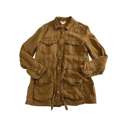 C&C California Women Indie Boho Retro Grunge Linen Blend Utility Jacket Size M - Image 1 of 4