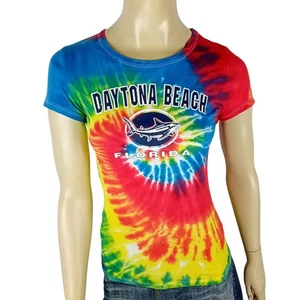 DAYTONA BEACH Florida vintage one size 80s ladies tie dye tshirt print souvenir  - Bild 1 von 8