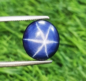 Piedra preciosa suelta cultivada en laboratorio cabujón ovalado zafiro estrella azul 8,02 quilates 6 rayos 13x12 mm - Imagen 1 de 7