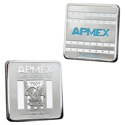 Lot of 2 - 1 Oz APMEX Silver Bars (Square Series) USA - Great for Gifts🔥