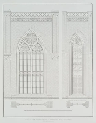 THIELE (*1780) nach SCHINKEL (*1781), Kirchenfenster, Architekturentwurf, um 185 - Bild 1 von 4