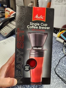 Melitta Coffee Maker, Single Cup Pour-Over Brewer with Travel Mug, RED - Picture 1 of 6