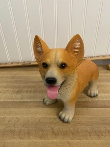 Estatuilla de perro Corgi sin marca estatua de resina bronceada/blanca 8" de longitud - Imagen 1 de 11