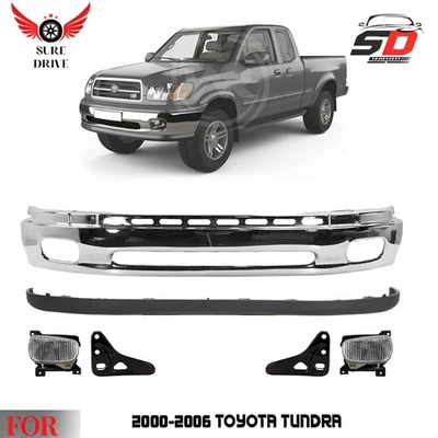 Front Bumper Chrome Steel & Fog Light Assembly Kit For 2000-2006 Toyota Tundra - Imagem 1 de 4