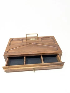 Vintage Valet Tray Men's Wooden Dresser Organizer Box Jewelry Coins Wallet Watch - Picture 1 of 8