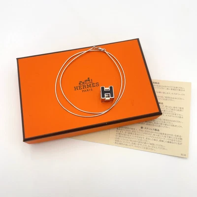 Auténtico Collar Hermes H Cubo Jaula Ceniza SV Negro con Caja BA120011 Foto 1 de 4
