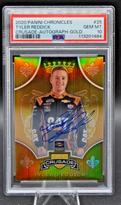 2020 Panini Chronicles Gold Crusades on card auto /10 Tyler Reddick PSA 10 - Image 1 of 3