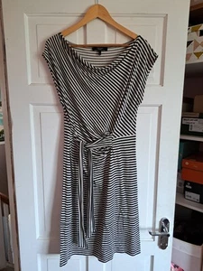 Abito WEEKEND MAX MARA bianco blu navy a righe jersey misto cotone seta taglia S - Foto 1 di 7