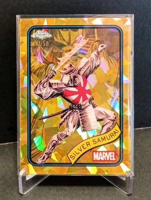 2025 Topps Chrome Marvel Sapphire /50 SILVER SAMURAI #59 GOLD - X-Men Wolverine - Image 1 of 4