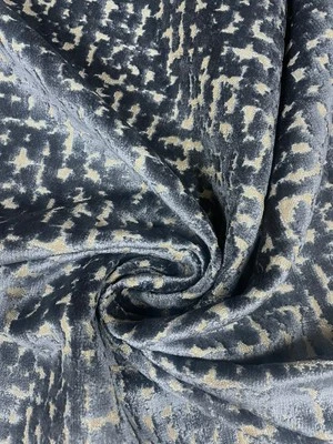 Leaving Soon: 8 Yards Stout Textiles Nimrah 4 Dresden Blue Voided Velvet - Image 1 of 4
