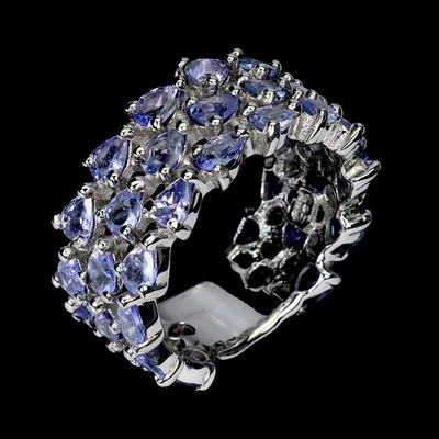 925 Sterling Silver Ring Pear Tanzanite Natural Gemstone Jewelry Size 8 - Image 1 of 4