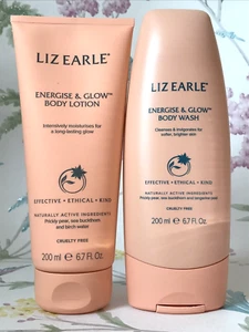 Liz Earle Energise And Glow Body Wash Shower Gel & Body Lotion Set ~ 2 x 200ml - Picture 1 of 10