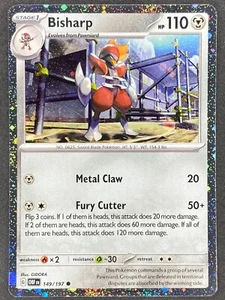 Pokémon Bisharp Cosmos Holo 149/197 OBF Obsidian Flames casi nuevo - Imagen 1 de 2