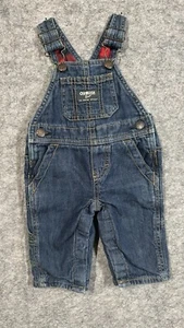 Osh Kosh Gosh Baby Red Plaid Flannel Lined Overalls 3M - Picture 1 of 7