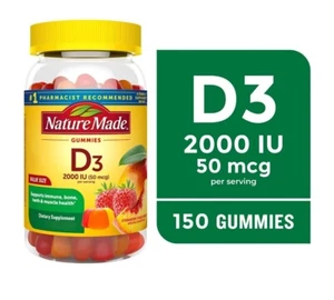 Nature Made Vitamin D3 2000 IU (50mcg) Dietary Supplement for Bone, 150-Gummies - Picture 1 of 6