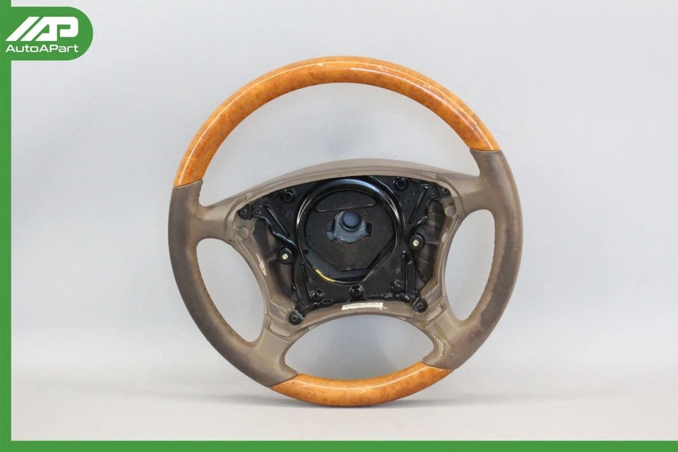 ✅ 00-06 Volante de conductor Mercedes W220 S600 S500 CL600 madera marrón OEM Foto 1 de 4