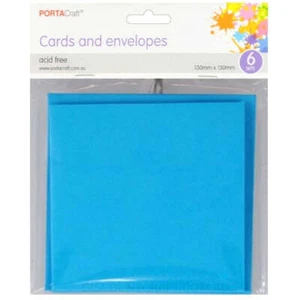 Card & Envelope Square 13x13cm 6pk - Light Blue - Picture 1 of 1