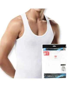 Paquete de 3 camisetas sin mangas blancas 100 % algodón BYC para hombre MT01 - Imagen 1 de 5