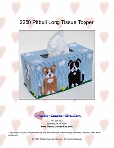 Pitbull Dogs Long Tissue Topper-Plastic Canvas Pattern or Kit - Picture 1 of 1