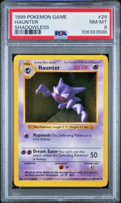 1999 POKEMON BASE SET SHADOWLESS #29 HAUNTER PSA 8 - Image 1 of 2