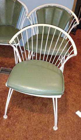 2 Scarce 1960 Iron Mid-Century Modern American Armchairs Outdoor!  All Original! Cover