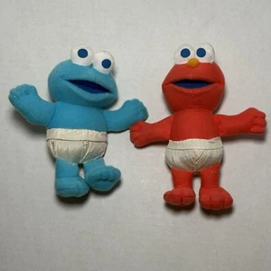 Vintage Mini Small Sesame Street Baby Elmo Cookie Monster Plush Set - Picture 1 of 7