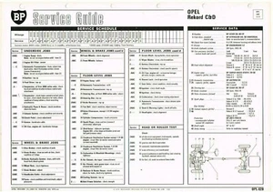 OPEL REKORD C & D SALOON COUPE ESTATE (1967-73) MAINTENANCE & LUBRICATION CHART - Picture 1 of 1