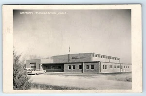 Vintage RPPC Postcard Armory Pleasanton Kansas KS National Guard Real Photo 1959 - Picture 1 of 2