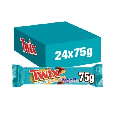 Twix Xtra Salted Caramel Chocolate Biscuit Twin Bars Full box Fast Free Delivery - Image 1 of 3