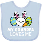 Inktastic My Grandpa Loves Me With Bunny And Easter Eggs Baby Bib Kids Happy Egg