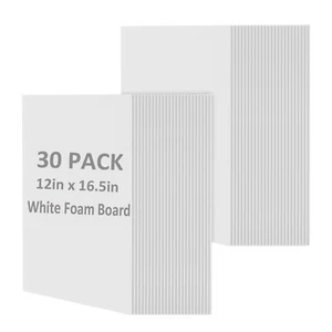 30 Pack White Foam Board for Projects 12 x 16.5Inch Foam Core Baking Board Ma... - Picture 1 of 7