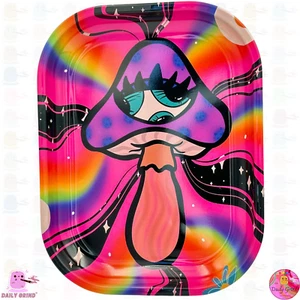 Metal Multi-Use Tray 14x18cm Trinkets Crystals Gift Trippy Tie Dye Mushroom Eye - Imagen 1 de 4