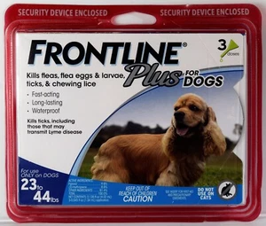 FRONTLINE PLUS 3 Doses Flea Tick Treatment Medium Dog (Dogs) 23-44 lbs NEW