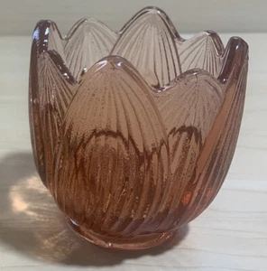 Vintage Fenton Glass Tulip Votive Candle Holder Plum Rose Tea Light - Picture 1 of 6