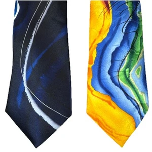 Lot 2 Jerry Garcia Silk Neckties Liquid Torso Courtyard Encore Water Color Ties - Picture 1 of 17