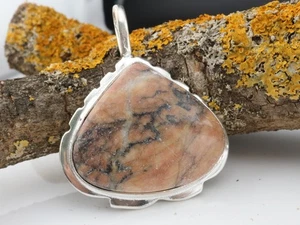 GJ69 DENDRIT OPAL EDELSTEIN, FINISH 925 SILBER-ANHÄNGER +KETTE / LEDER! - Bild 1 von 3