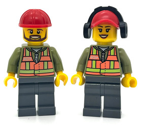 Railyard Workers safety vest hard hat Lego City Minifigures Cargo Train 60052