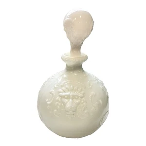Vintage Dithridge Lion Head Milk Glass Barber Cologne Vanity Bottle Decanter - Picture 1 of 5